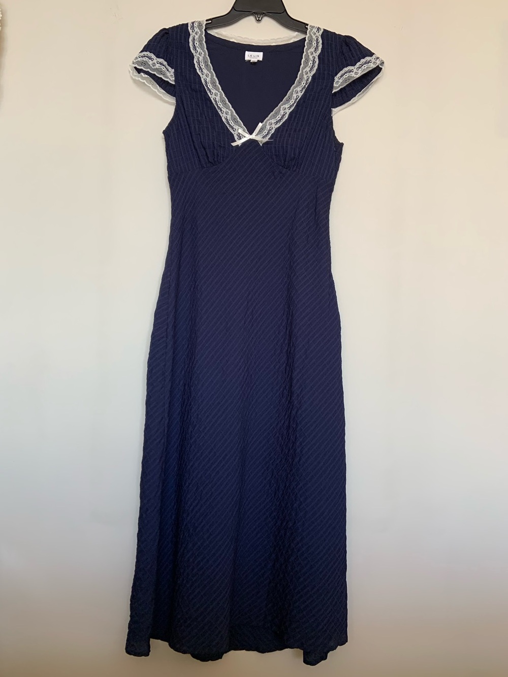 Le Lis Navy Lace-Trim Maxi Dress